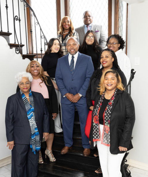 cox pradia law firm team photo on stairs